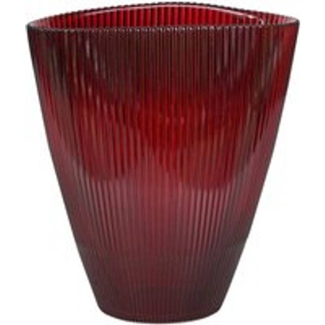 Ivyline Cast Burgundy Ribbed Vase, Red