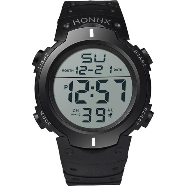 Watches Mens Waterproof Men's Boy Lcd Digital Stopwatch Date Rubber Sport Wrist Watch Waterproof Relogio Clock Reloj - White