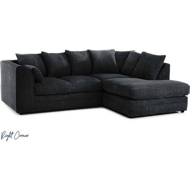 Portland Canolo Luxury 3 Seater Charcoal Jumbo Cord Right Hand Corner Chaise Sofa - Grey