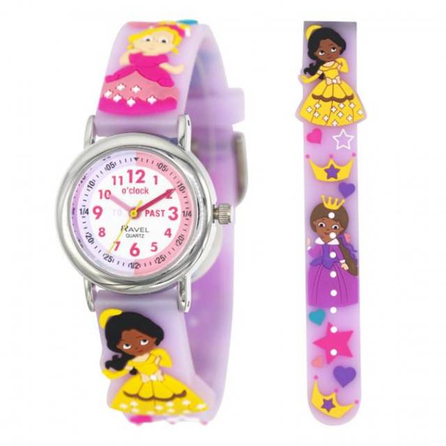 Ravel children girls 3d cartoon time teacher watch lilac princess