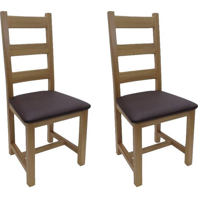 Marley Solid Oak Upholstered Dining Chair - Brown (106cm H X 48cm W X 51cm D)