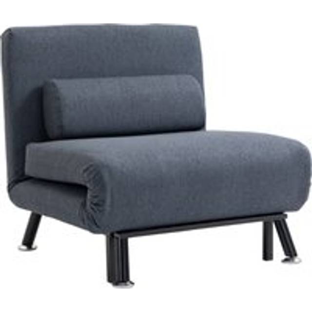 Homcom Single Sofa Bed Sleeper, Foldable Portable Pillow Lounge Couch Living Room Furniture, Dark Grey
