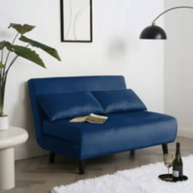 Home Garden Direct Aurora Double Sofa Bed Blue Velvet, Blue