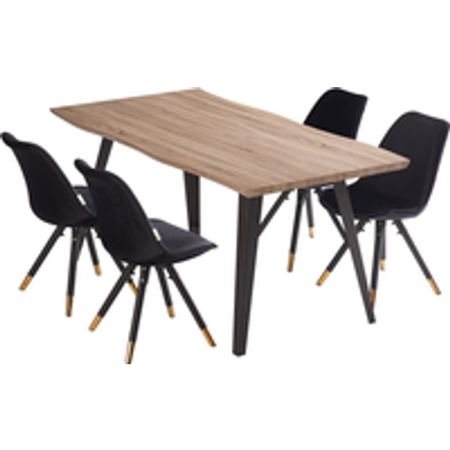 PNT019-4XPCRV001 Table colour: Oak, Pack: Set of 4, Colour: Black