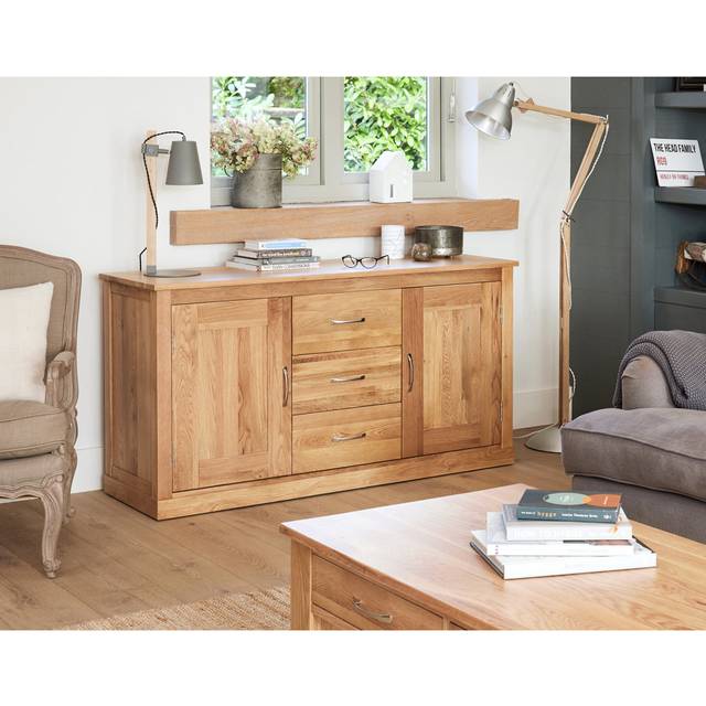 Mobel Oak Large Sideboard - Brown (75cm H X 143cm W)