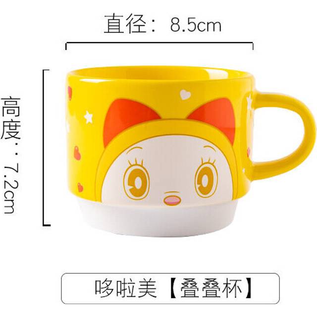(a-Dorami 301-400ml) Doraemon water cup household ceramic cartoon tea cup mug office coffee cup easy to store stacked cups
