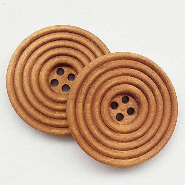 "Chenkou Craft 30pcs 40mm 1 1/2"""" Round Brown Wood Buttons 4 Holes Craft Sewing Button"