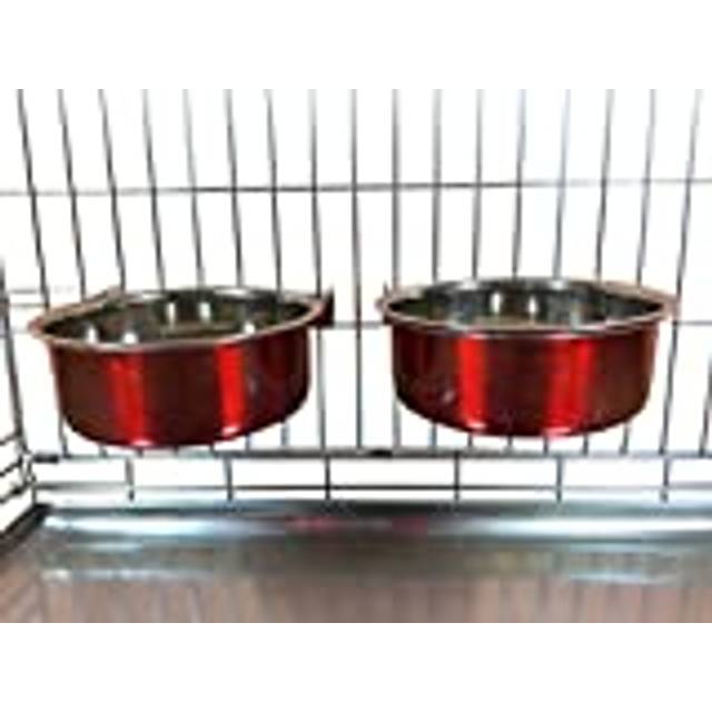 Ellie-Bo Pair of Dog Bowls for Crates/Cages or Pens, Large, 2.0 Litre, Red