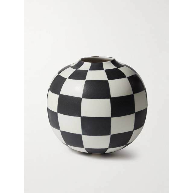 L'Objet - Small Damier Checked Porcelain Vase - Men - Black