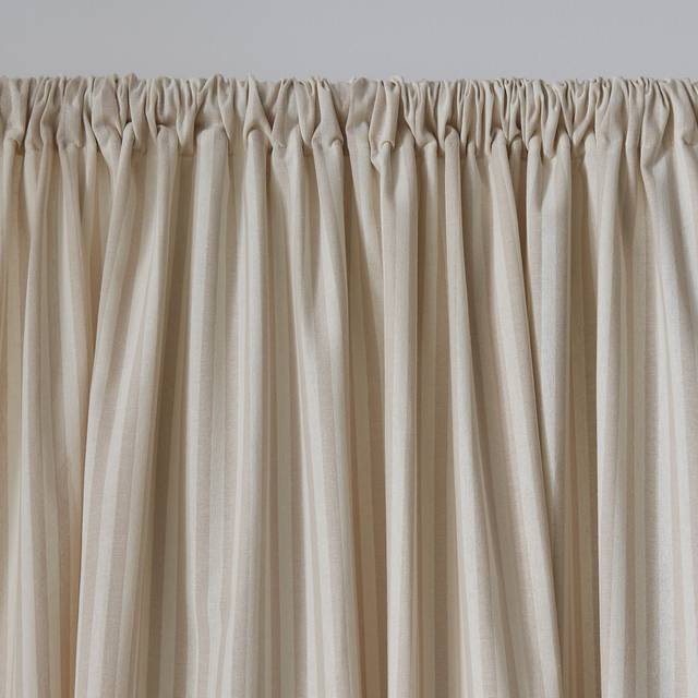 Linford Stripe Unlined Slot Top Curtains - Natural