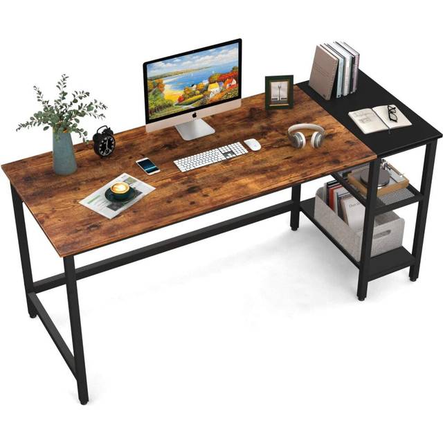HOMIDEC Office Desk, Computer Desk With Bookshelf PC Study Writing Desk for Home Working with Storage Shelves, Desks & Workstations for Home Office