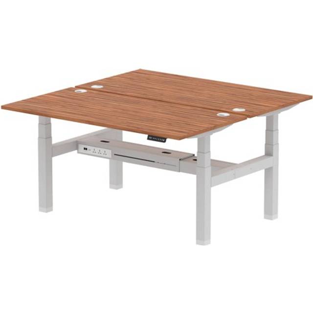 Air B2B 1600x800mm Height Adjustable 2P Bench Desk CP Walnut/Silver