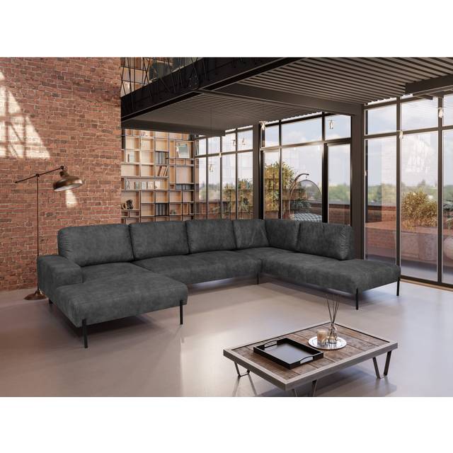 3 - Piece Large Corner Sofa - Dark Grey (87cm H X 347cm W X 227cm D)