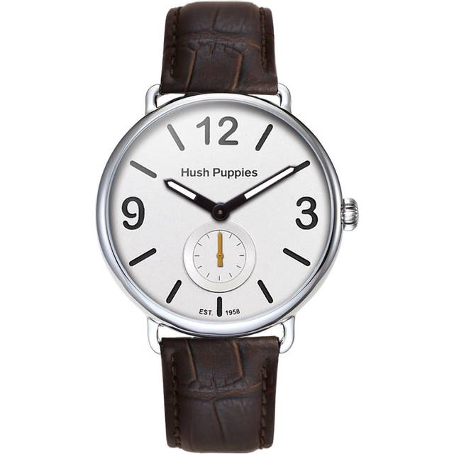 Hush Puppies : 1958 Mens White Watch - Brown Leather - One Size