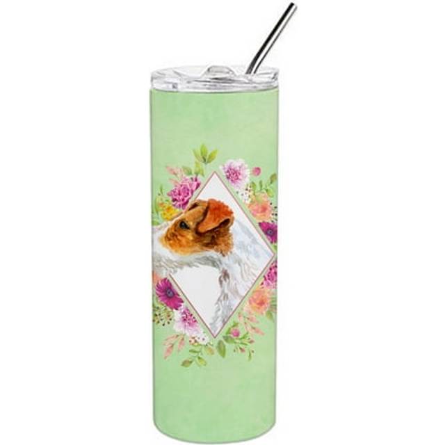 Caroline's Treasures Jack Russell Terrier #2 Green Flowers Stainless Steel 20 oz Skinny travel-insulated-tumblers  Multicolor