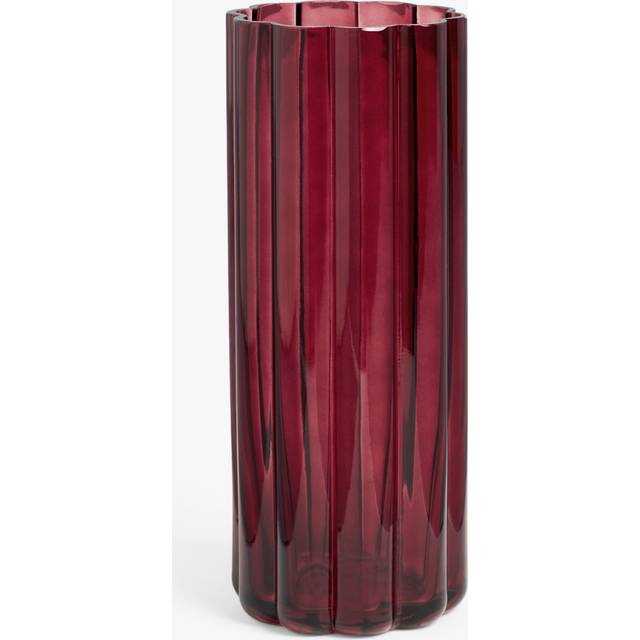 John Lewis Ripple Glass Vase, H26cm, Damson