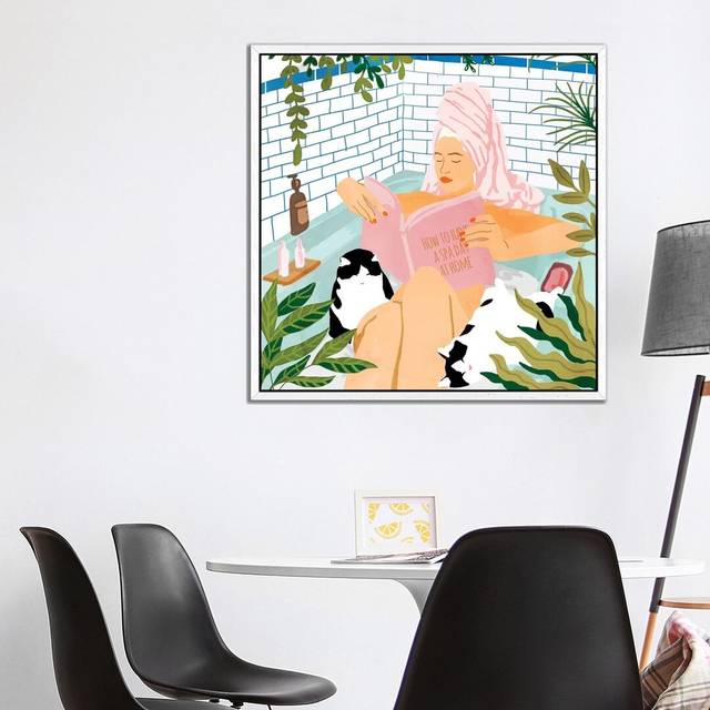 How To Have A Spa Day At Home - Art Print on Canvas - White Framed (93.98 cm H x 93.98 cm W)