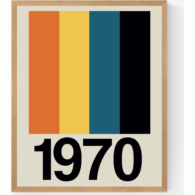 EAST END PRINTS Frances Collett 'Retro Stripe 1970' Framed Print