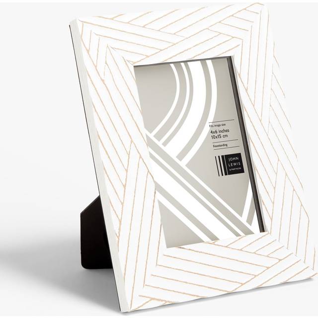 John Lewis Striped Wood-Effect Photo Frame, 4 x 6" (10 x 15cm), White