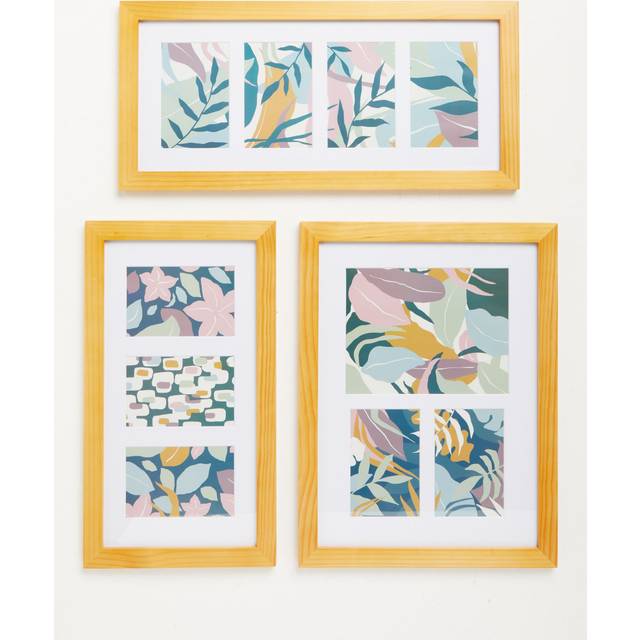John Lewis Gallery Set Multi-aperture Wood Photo Frames & Mounts, 10 Photo, Natural