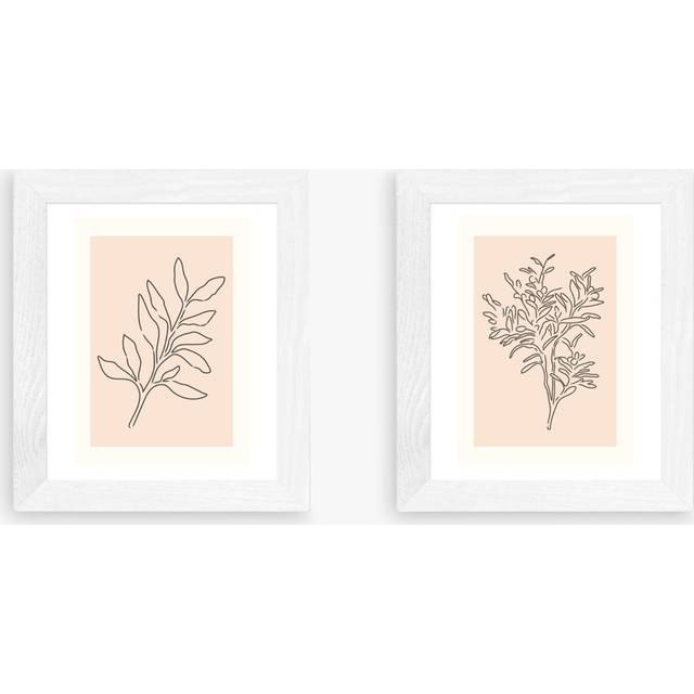 EAST END PRINTS Violet Studio 'Soft Leaves I & II' Framed Print, Set of 2