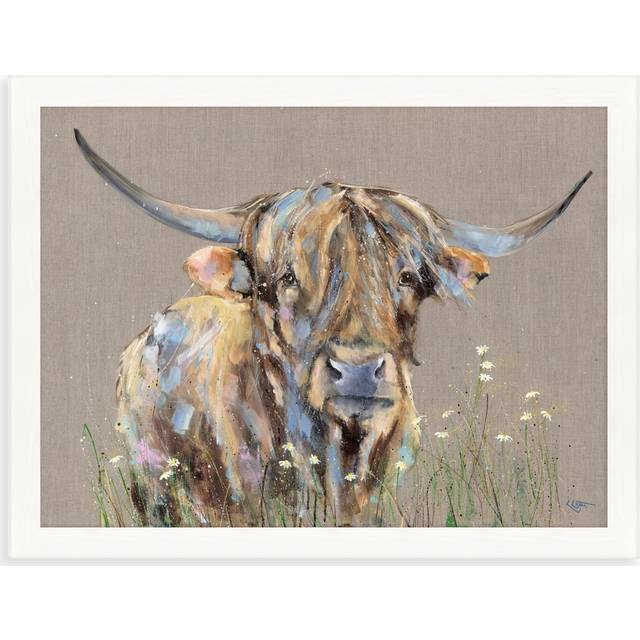 John Lewis Louise Luton 'Daisy Daisy' Highland Cow Framed Print, 84.5 x 104.5cm, Brown