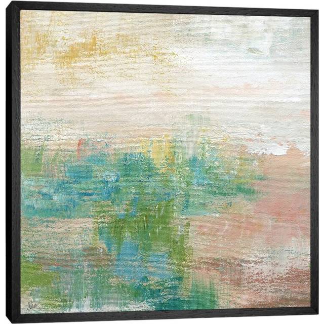 Mid Century Kitchen Items Pink - Print on Canvas - Black Framed (93.98 cm H x 93.98 cm W)