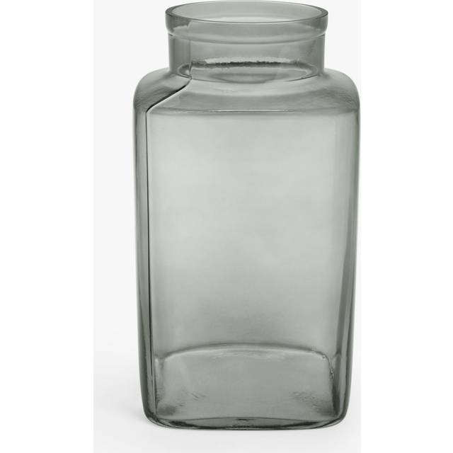 John Lewis Tinted Glass Square Bottle Vase, H24cm, Clear