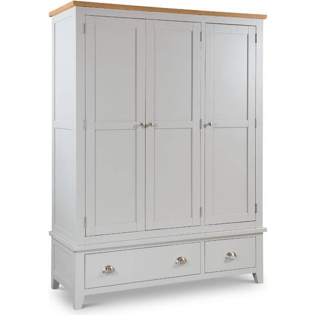 Richmond - 3 Door Combination Wardrobe - Grey/Oak - Wooden - Happy Beds