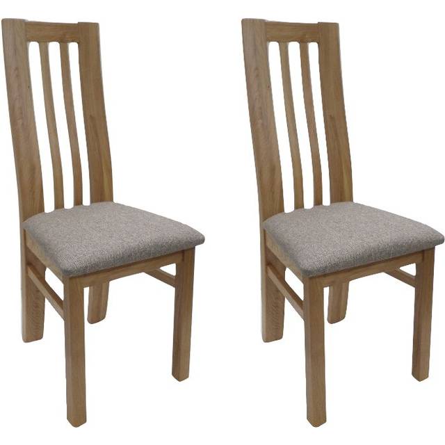 Marley Solid Oak Upholstered Dining Chair - Brown (107cm H X 44cm W X 52cm D)
