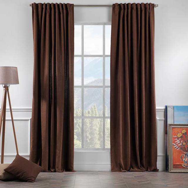 Extra Long & Extra Wide Decorative Curtain Single Panel - Dark Brown (140cm Width x 500cm Drop)