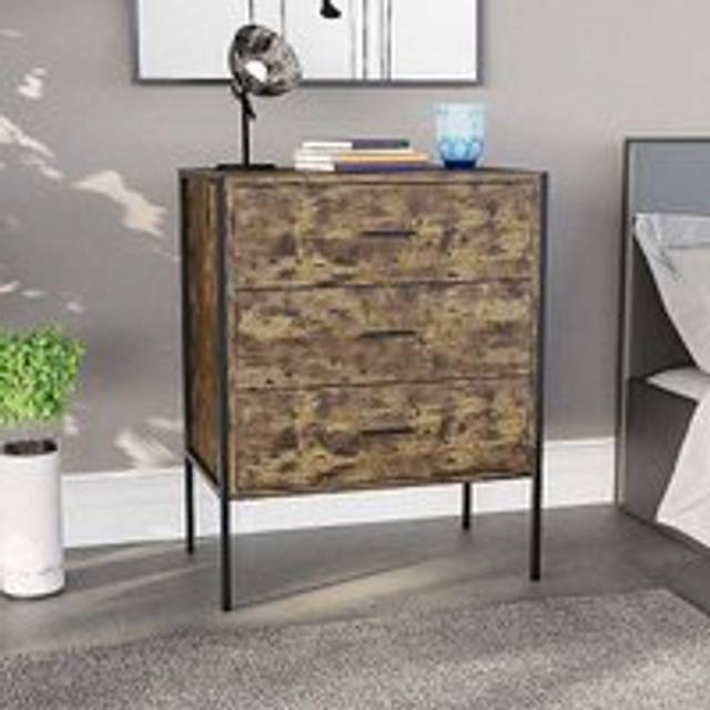 Vida Designs Brooklyn 3 Drawer Chest - Dark Wood