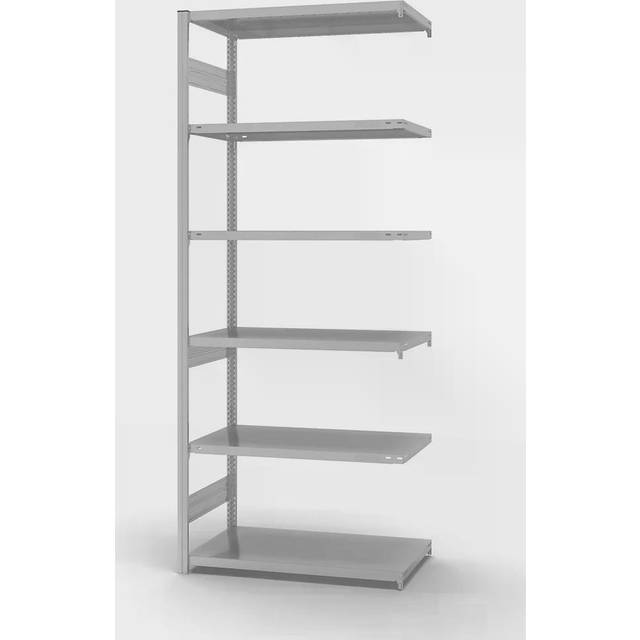 eurokraft pro plastic coated, plastic coated, shelf height 2500 mm, extension shelf unit, width x depth 1000x600 mm - light grey RAL 7035