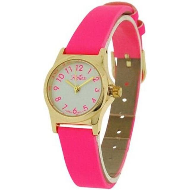 Reflex Girls Ladies White Dial Rose Gold Tone Metal Hot Pink Strap Watch 101330LT
