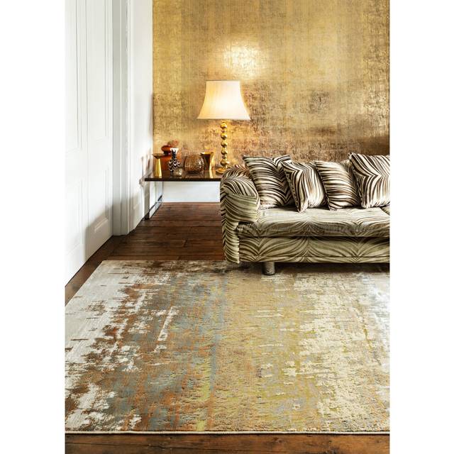 Lord Of Rugs - Marbled Rug for Living Room Bedroom Aurora AU01 Dune Quality Modern Abstract Shiny Gold Rug in Large 160x230 cm (5'3'x7'7')