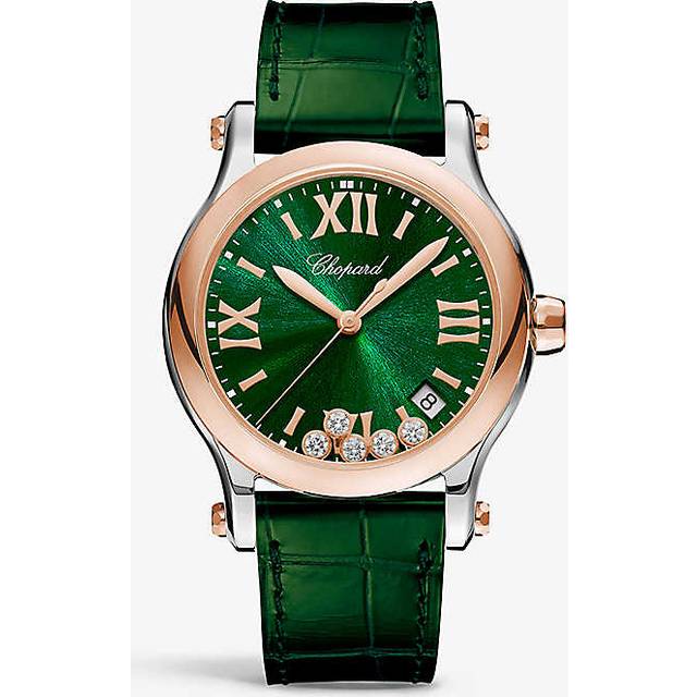 Chopard Womens 18-carat Rg & Ss 278582-6005 Happy Sport 18ct Rose Gold, Stainless-steel and 0.24ct Diamond Quartz Watch 33mm - 18-carat RG & SS