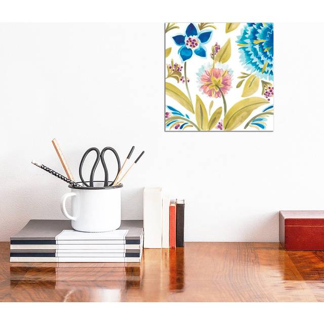 Abbey Floral Tiles VIII by June Erica Vess - Wrapped Canvas Painting (30.5cm H x 30.5cm W x 1.9cm D)