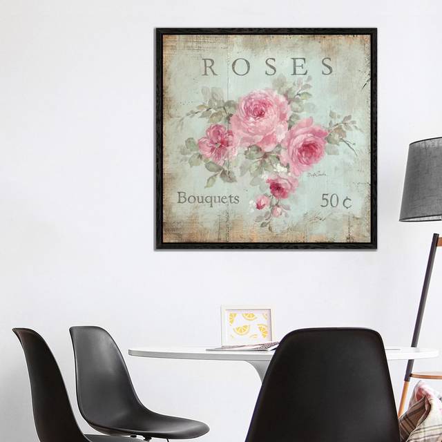 Rose Bouquets (50 Cents) by Debi Coules - Graphic Art Print on Canvas - Black Framed (93.98 cm H x 93.98 cm W)