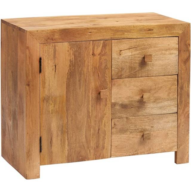 Dakota Light Mango 3 Drawer Sideboard - Light Wood - Brown