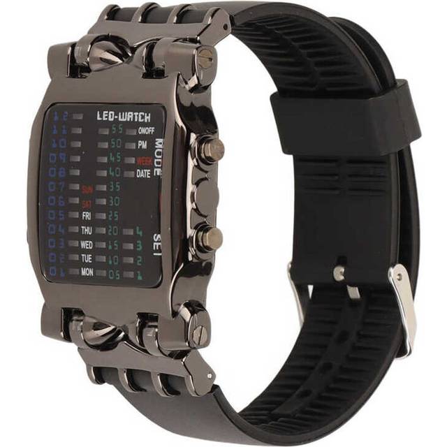 Binary Watch Crab Shape Binary Colorful LED Digital Display Silicone Strap Electronic Watch for Mens Boys - Multicoloured