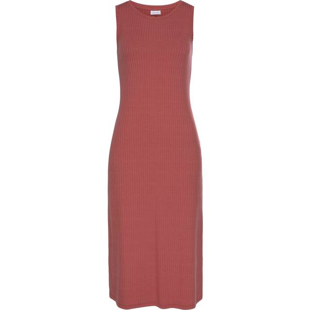 LASCANA Round Neck Midi Dress - Terracotta