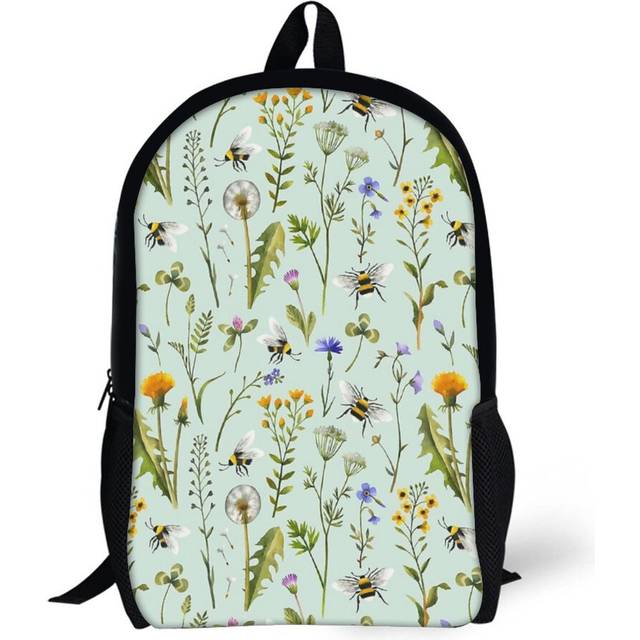 Backpacks Bees And Wildflowers on Mint 17inch School Bag