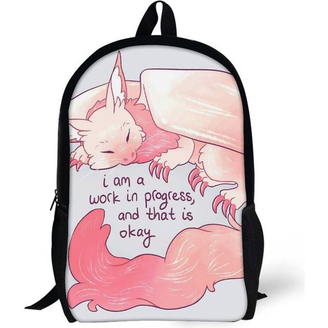 Backpacks I Am A Work in Progress, And That Is Okay Snuggly Gargoyle Dragon 17inch School Bag