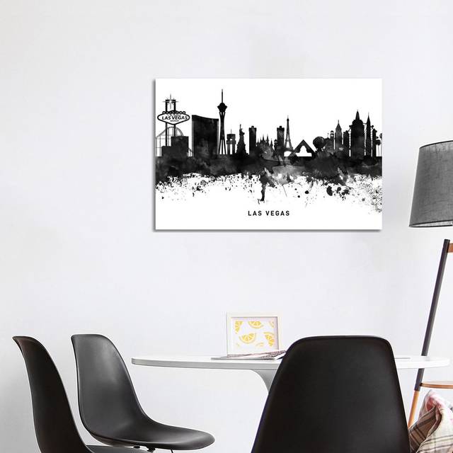 Las Vegas Skyline Black and White - Wrapped Canvas Graphic Art (66.04cm H x 101.6cm W x 1.91cm D)