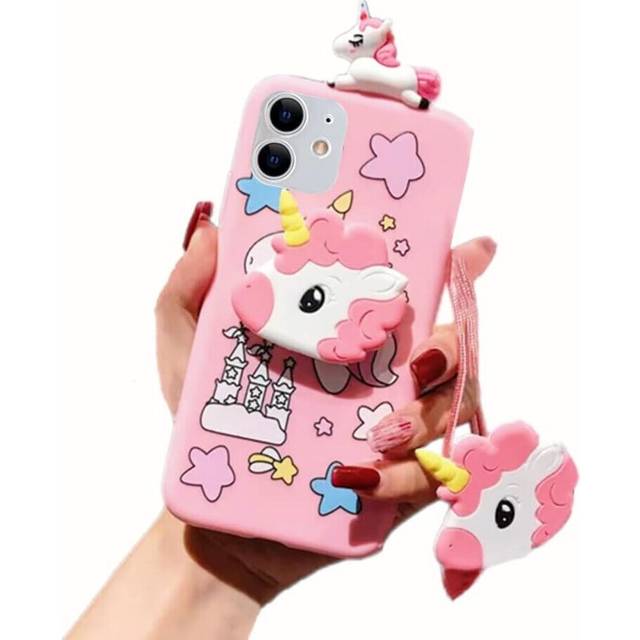 Unicorn Case for iPhone 6P/6SP , 3D Cartoon Design Cute Elastic Kickstand Protective Case, Phone Case with String Rope, Kawaii Fashion