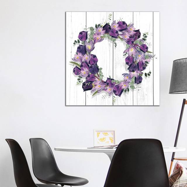 Purple Tulip Wreath I by Jennifer Paxton Parker - Wrapped Canvas Painting (93.98cm H x 93.98cm W x 1.905cm D)