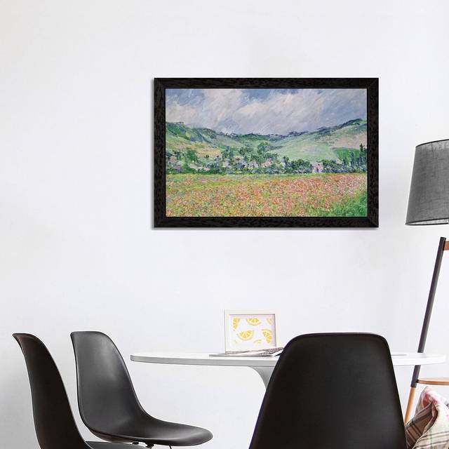 'The Poppy Field Near Giverny, 1885' by Claude Monet Painting on Wrapped Canvas - Black Framed (66.04 cm H x 45.72 cm W)