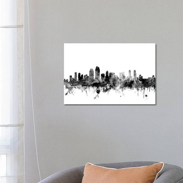San Diego, California in Black and White by Michael Tompsett - Wrapped Canvas Art Prints (66.04 cm H x 45.72 cm W x 1.91 cm D)