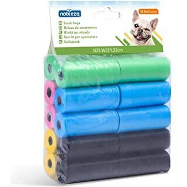 Nobleza 300 Count Dog Poop Bag Large Pet Waste Bags Leak-proof Unscented Pick Up Poo Bag 20 Rolls, Colour Yellow Pink Blue Green Black