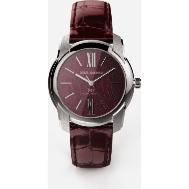 Dolce & Gabbana Dg7 Watch In Steel With Ruby - Man Watches Burgundy Onesize